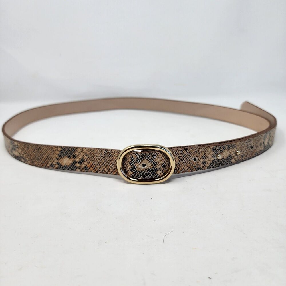 EXPRESS Python Pattern Skinny Fashion Belt Gold Buckle Size Large 1"